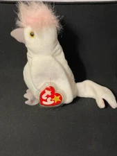 TY Beanie Babies KuKu the Cockatoo, 5th Gen, PE Pellets & Made in Indonesia!