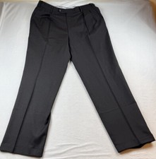 Kirkland Signature Dark Gray Checked 100 Wool Pleated Cuff Trousers Size: 36x32