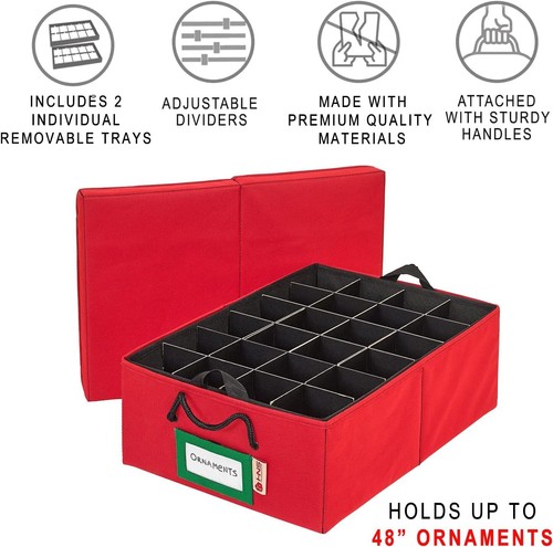 HOLDN’ STORAGE Underbed Christmas Ornament Storage Container Box with Dividers - Picture 11 of 35
