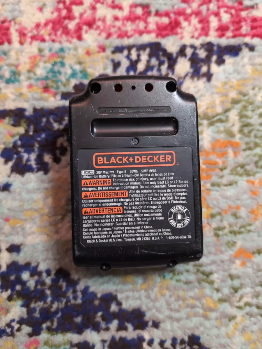 Black Decker 20V Lithium Ion Battery Replacement LBXR20 Genuine for LDX120 OEM