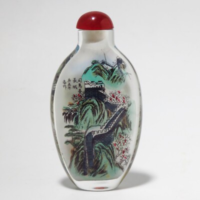 Snuff Bottle Reverse Painted Great Wall of China Glass bottle Free shipping