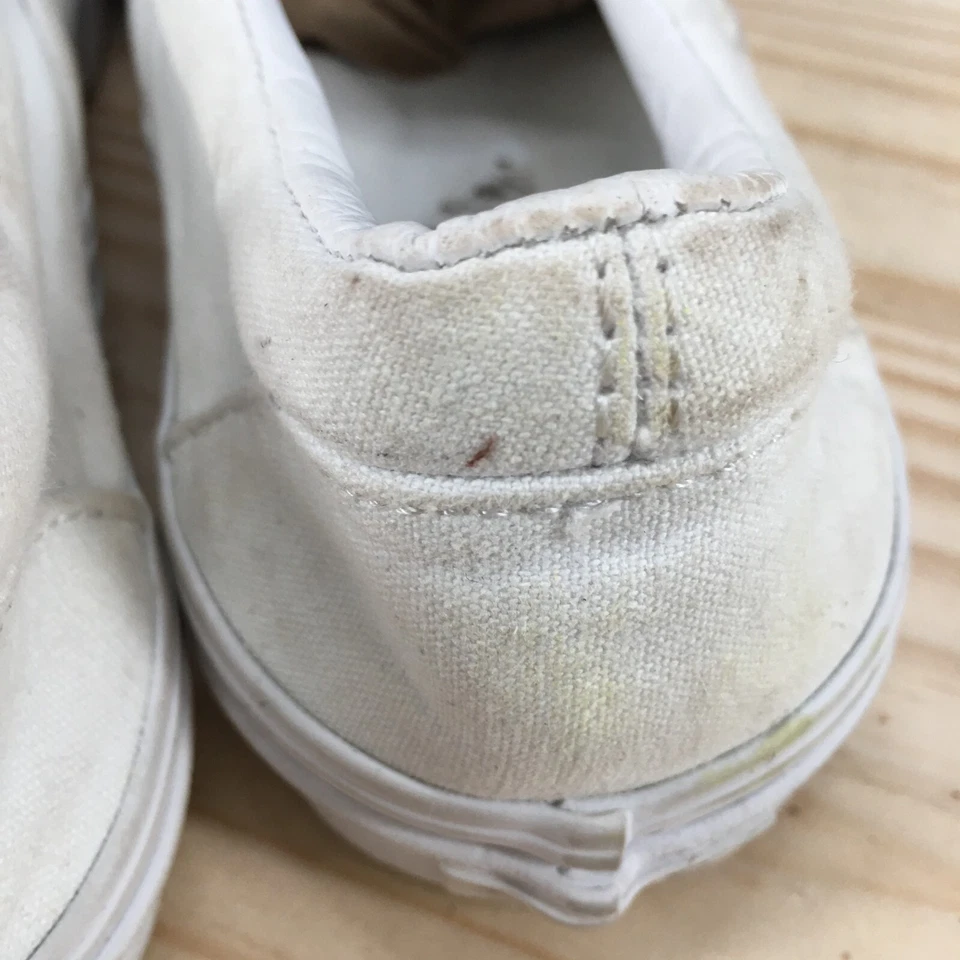 Vans Zapatos Hombres 7 Mujeres 8.5 Zapatillas Sin Cordones Patín Blanco Lona Punta Redonda Baja Foto 4 de 4