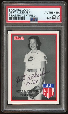 Gert Alderfer #5 signed autograph auto 1995-96 FRITSCH AAGPBL PSA Slabbed