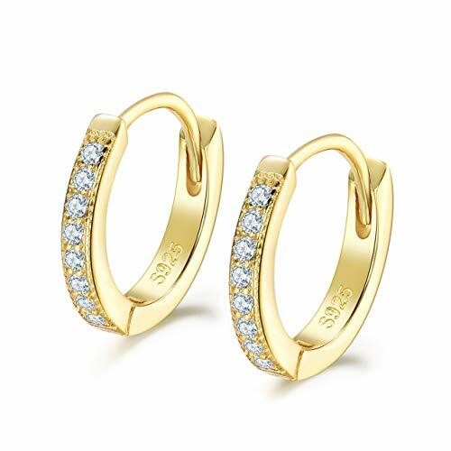 Creolen Gold Damen Ohrringe, 925 Sterling Silber Creolen mit AAA Zirkonia, - Picture 1 of 6