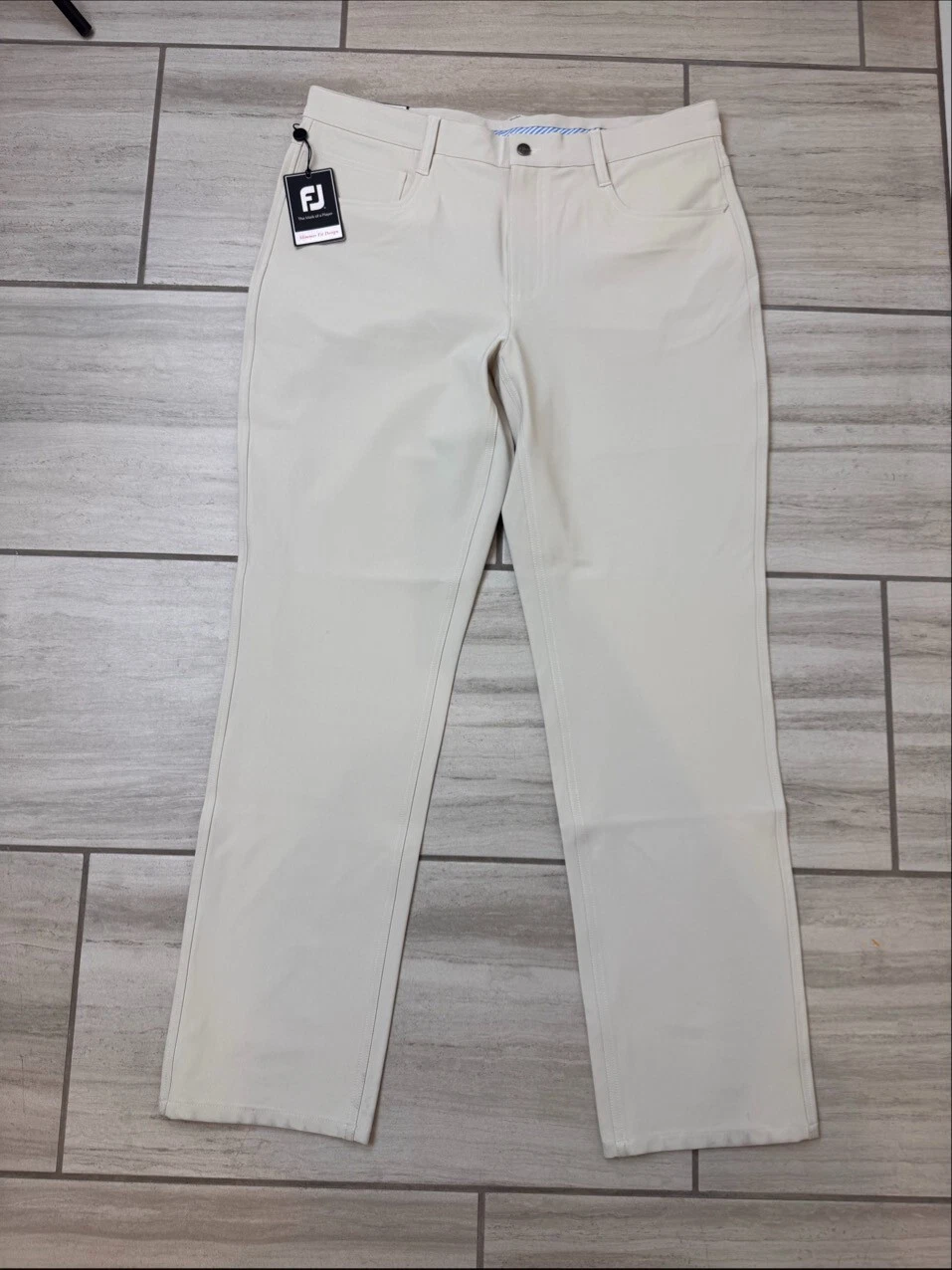 FootJoy Performance 5-Pocket Golf Pants Men Stone Athletic Fit Moisture Wick NWT