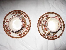 2 Spode Indian Tree Demitasse Cups and Saucers in Orange Rust