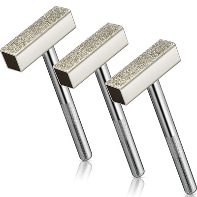 3-Piece Diamond Grinding Wheel Dresser Tool Flat Coated Bench Deburring Silver