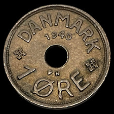 1940 Denmark 1 Ore World Coin Christian X  KM#826 Lot C12-108