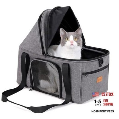 Top-Expandable Large Cat Carrier, Soft Sided Cat 17.0''L x 11.0''W x 17.0''H Grey