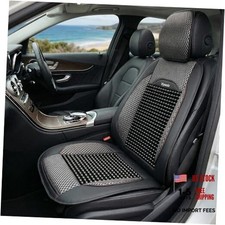 Beaded Car Seat Cover   Wooden Bead Massage Support with Breathable Royal Black