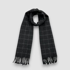 Polo Ralph Lauren Wool Scarf Vintage Classic Fringe Check Winter Scarves 10x55