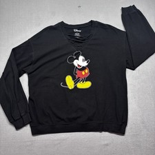 Disney Mickey Mouse Girls Black Sweatshirt Pullover V-Neck Size Junior XXL 19