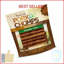 Pork Chomps Roasted Pork Skin Dog Chews, 6 Inch Twists, 15 Count - Long-Lasting