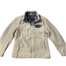 Pendleton Women  s S P1558 Beige Sherpa Fuzzy Faux Sheepskin Fur Full-Zip Jacket