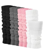 4 Pairs Fleece Lined Leg Warmer Thermal Comfortable Skating Long Boot Socks