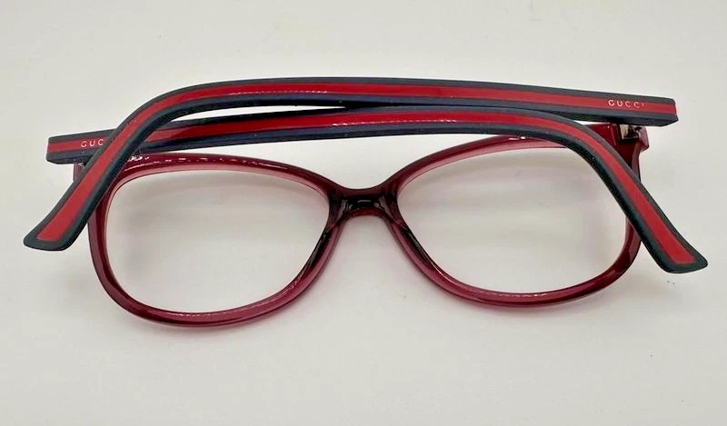 Monturas de gafas Gucci auténticas GG3650 17T púrpura/rojo azul a rayas 54-15-145 Foto 4 de 4
