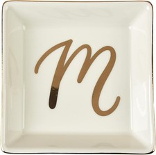 Elegant Monogram Ceramic Trinket Dish - Perfect Gold-Rimmed Gift for Bridesmaids