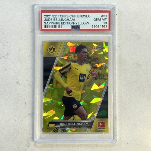 2021-22 Topps Chrome Bundesliga Sapphire #31 Jude Bellingham Yellow /99 PSA 10