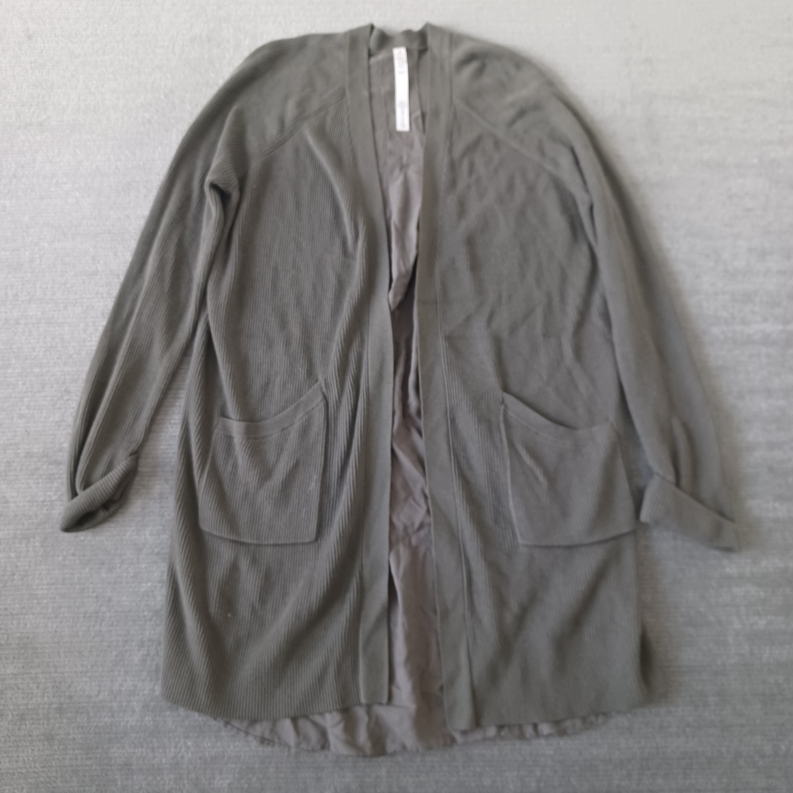 Lululemon Cardigan Womens 8 Olive Green Ribbed Long Heavyweight Stretch Casual