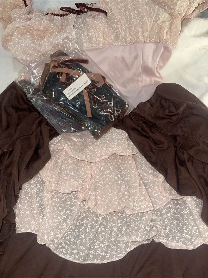 Western Salón Gal Adulto 2X 2XL Disfraz Bar Criada Steampunk Vestido Medieval Mujer Foto 4 de 4