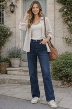 FAT FACE Elise Wide Leg Jeans. Dark Blue. Size UK 14 Regular. RRP £59. *perfect*