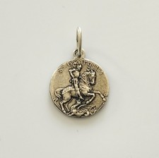 mama-estelle Alte Kleine Medaille Heiliger Georg Drache Pferd aus Metall