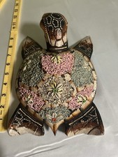 Vintage Hand Carved Wooden Sea Turtle Bahamas...