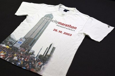 Asics T-Shirt Frankfurt Marathon Vintage 2003 Eurocity Laufen Run Big Graphik M