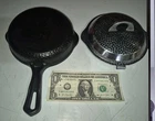 RARE Hinged #3 Griswold No. 2013 Hammered Skillet + Plated Lid 2093 Cast Iron