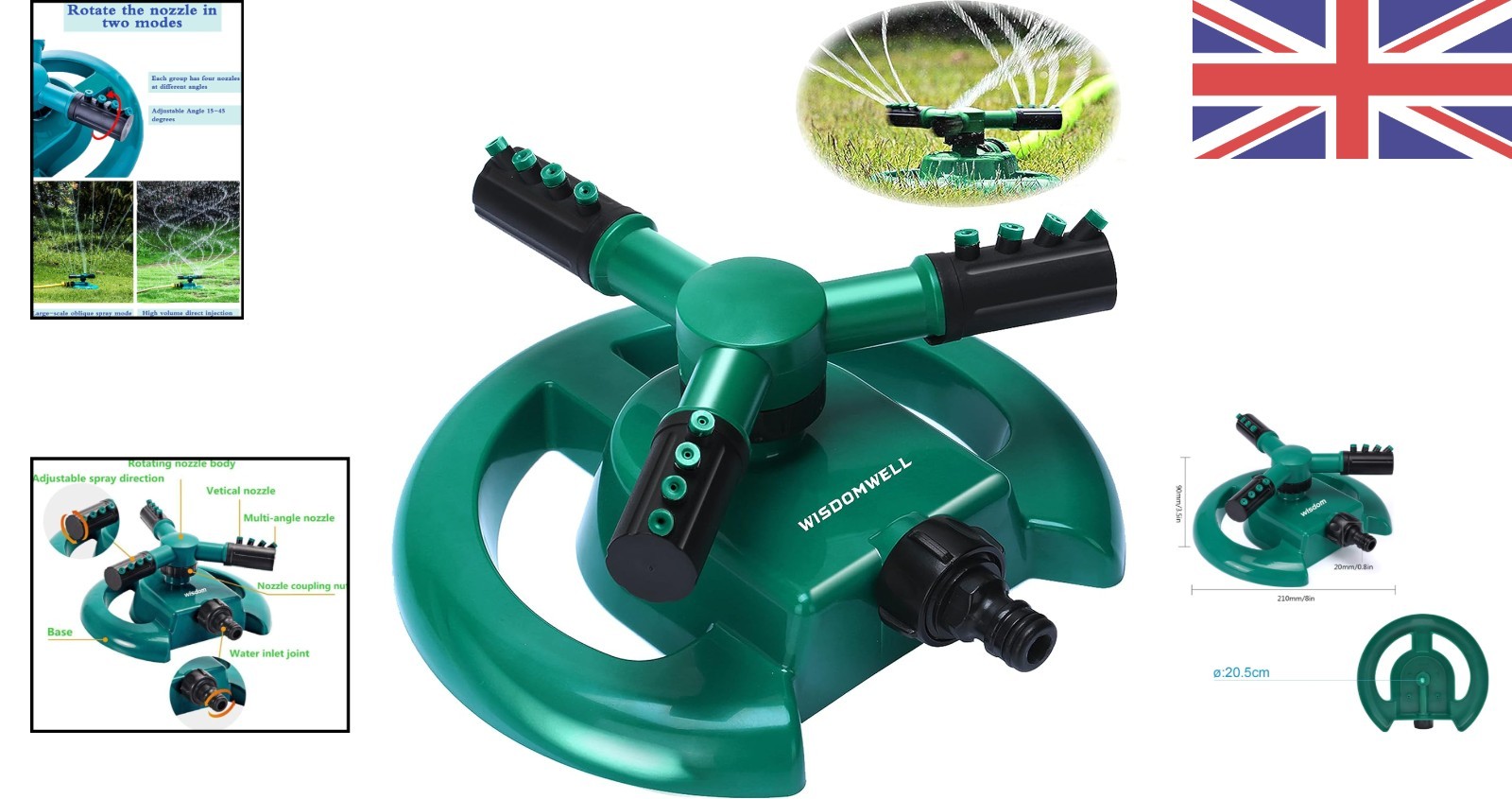 Lightweight 360° Rotating Lawn Sprinkler with 32.8ft Spray Diameter for Easy Use