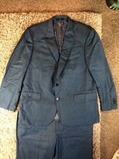 Paul Smith Teal Blue Soho Fit Two Piece Wool Suit 46 R Made In Italy