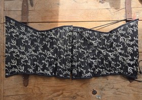 30 Inch Under Bust Women's Lace Up Corset Black Embroidered Boned