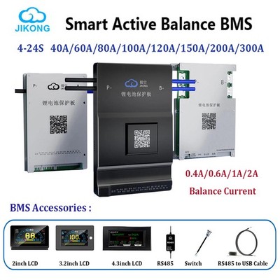 JK Smart Bms 8-24S 40-300A LiFePo4 Li-ion 0.4-2A Active Balance BMS BT/LCD Lot
