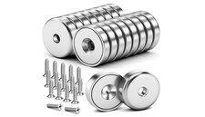 16 Pack Neodymium Cup Magnets with Holes Screws 40LB Heavy Duty Magnetic