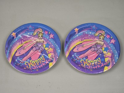 Vintage Sky Dancers Birthday Paper Plates 1994 Paper Art NOS 8 Lot Of 2 Sealed 