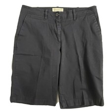 Talbots Womens Bermuda Shorts Size 6 Black Chino Flat Front Stretch Pockets