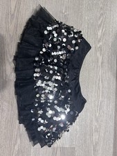 WEISSMAN Black Sequin Layered Tutu Skirt SA Short RN 64830 Nylon Spandex