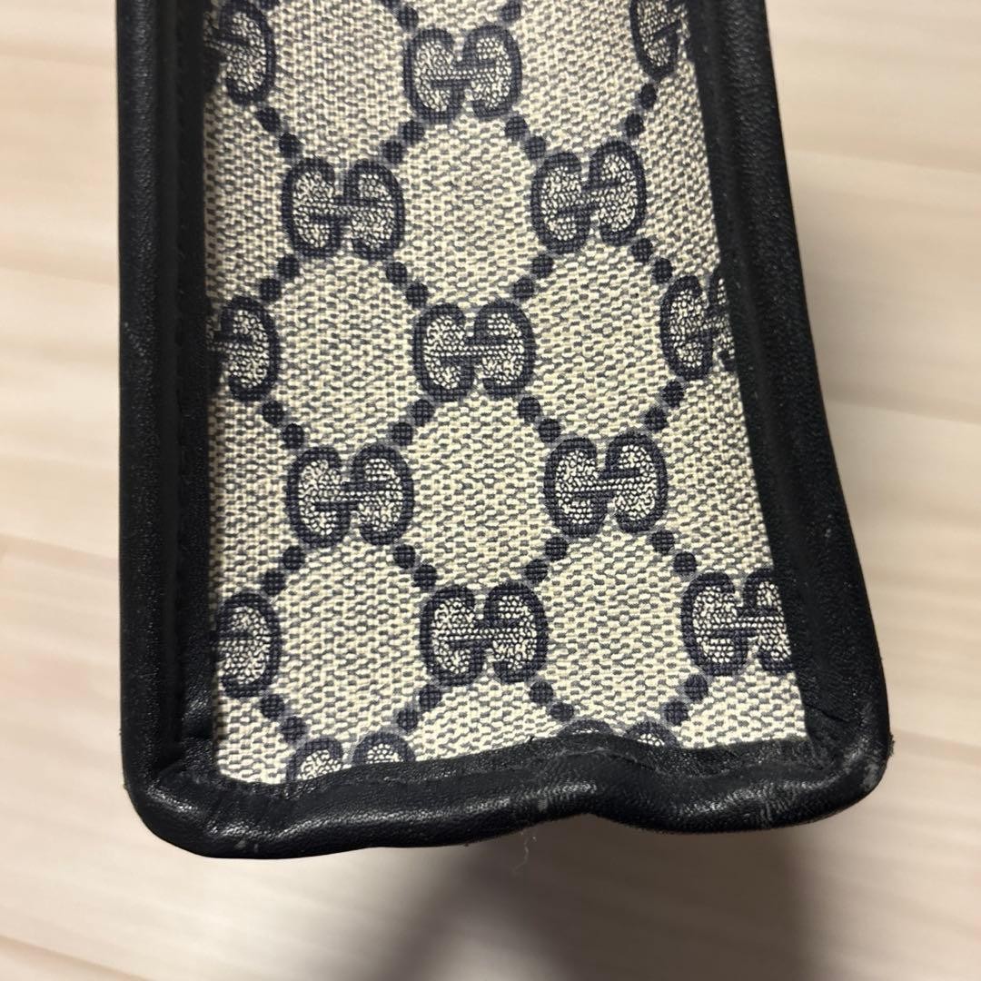 GUCCI Vintage Navy Supreme GG Tote Bag Leather PVC Large Authentic thumbnail 5