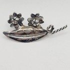 Vintage Handmade Sterling Silver Floral Leaf Brooch Pin 5.57g Modernist — photo 2