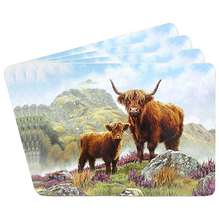Highland Cow & Calf Set of 4 Placemats, Macneil Studios, Scotland LP96523
