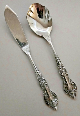 #ad 2 Oneida Northland Baton Rouge Butter Knife amp; Sugar Shell Spoon Stainless Japan $17.95