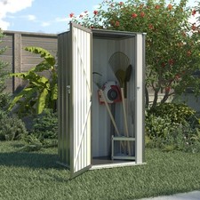 BIRCHTREE Garden Shed Pent Roof 3X3FT Metal Outdoor Storage Cabinet House Grey