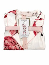 Victoria  s Secret Signature Glazed Satin Long Pajama Set Flamingo S NWT