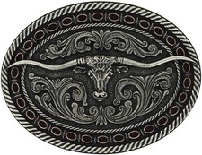 Montana Silversmiths Longhorn Collection Western Attitude Belt Buckle