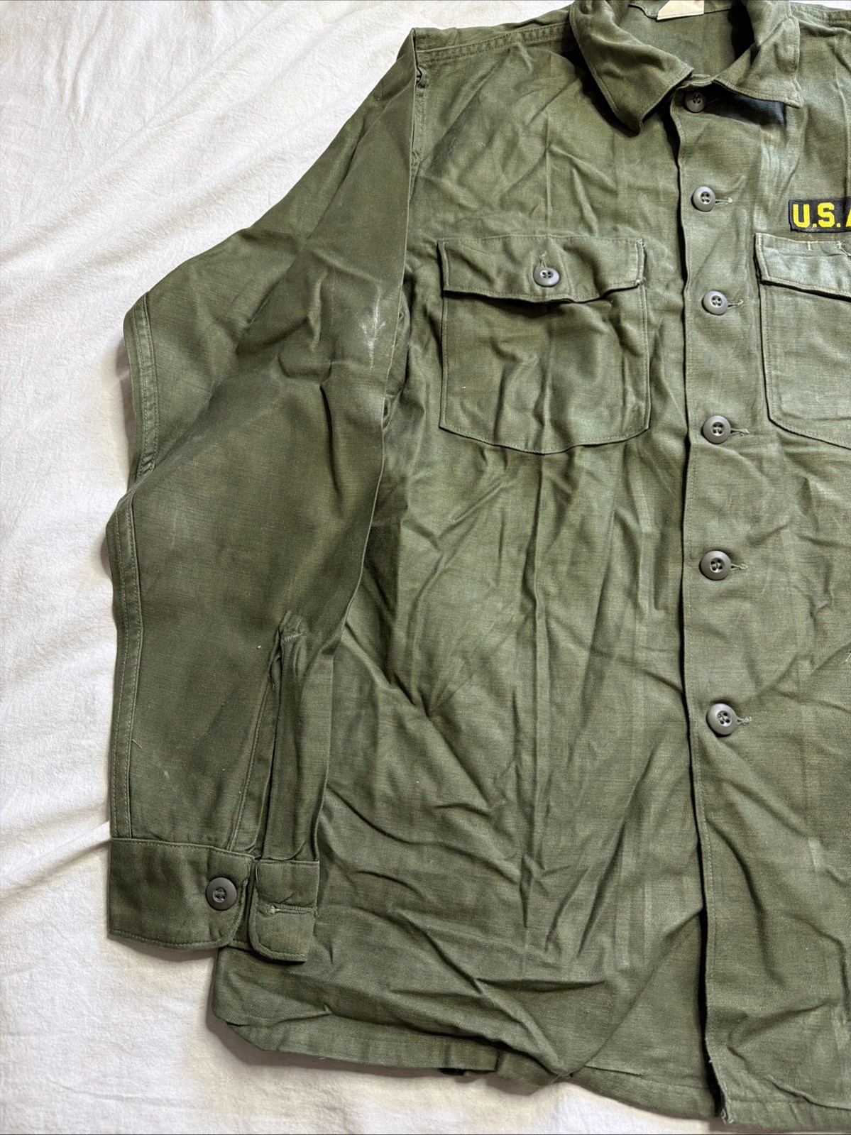 60s US Army OG-107 Shirt - DeadStock Nos - Xl - Vietnam era Cotton Sateen