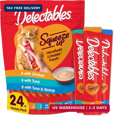 Delectables Squeeze Up Variety Pack, Creamy Squeezable Puree, Lickable Wet Cat T