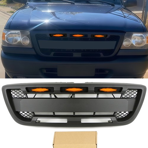 Black Front Grille Fit For 1998 1999 2000 Ford Ranger Grille With LED ...