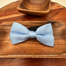 Brand New Custom Youth Bow Tie Light Blue Silver Tied Adjustable Holidays Prom