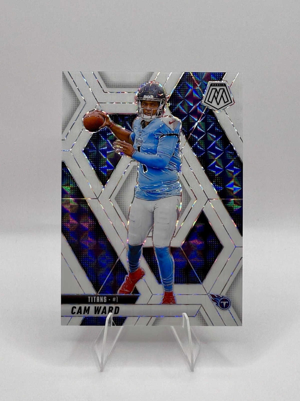 2025 Mosaic Football Cam Ward RC #382 Mosaic White Prizm /25 Rookie QB Titans!