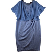 Hanna Nikole Sheath Dress Women 20 Blue Chiffon Formal Cocktail Guest Mother NWT